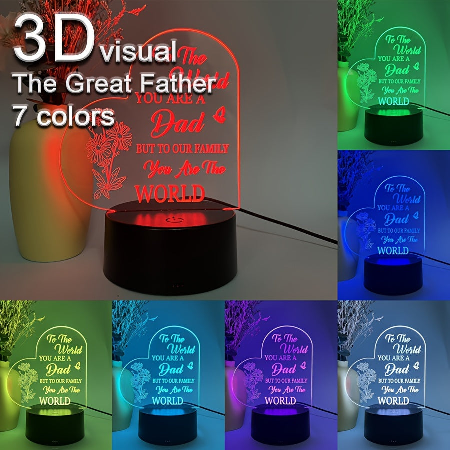 Get the perfect gift for Dad with Dad's Special Night Light! This lamp is great for Father's Day, birthdays, and holidays. It has colorful touch and monochrome modes to create a cozy bedside ambiance. The lamp is USB or battery powered and features LED