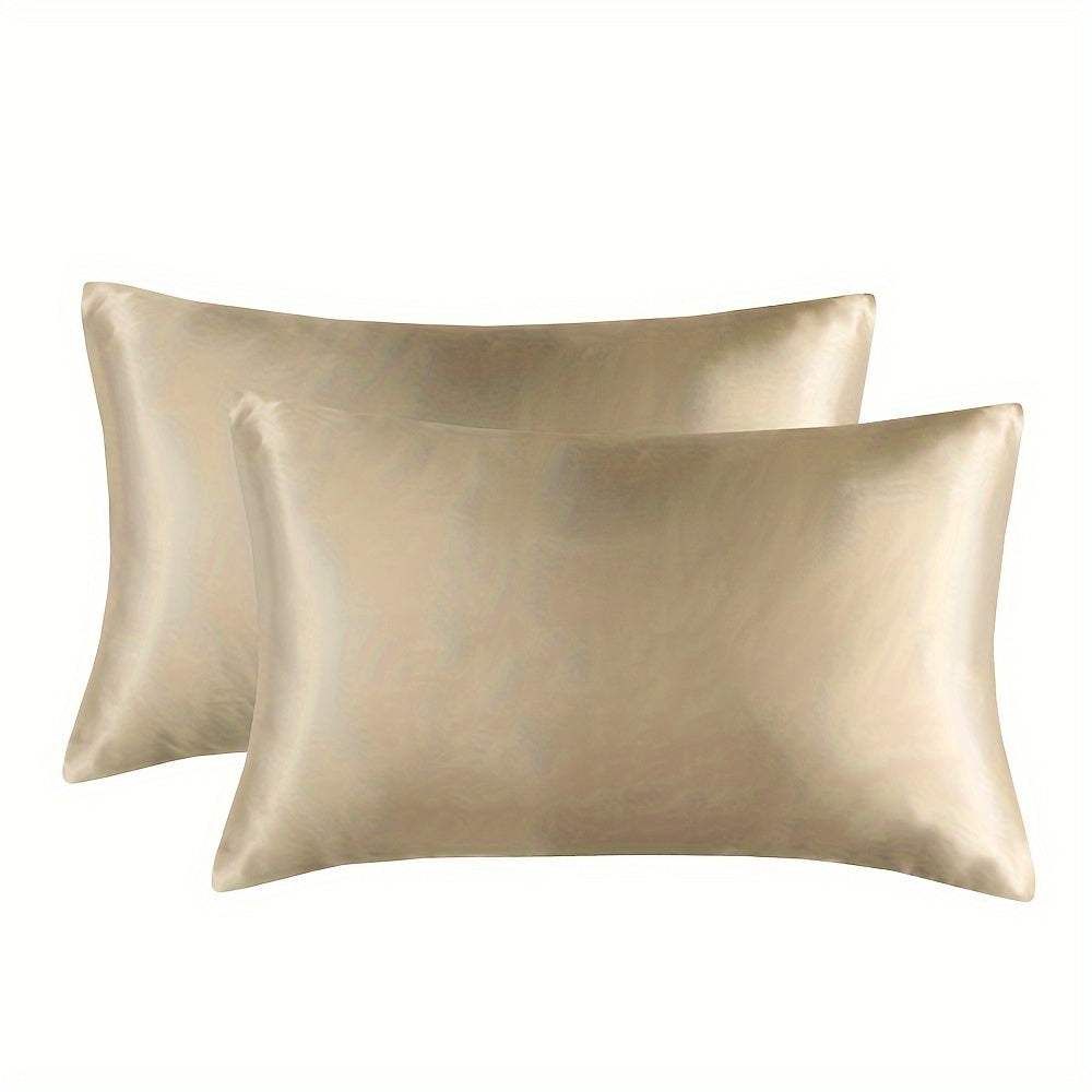 Two satin solid color fitted sheets (without pillow core) and an envelope pillowcase made of soft, breathable, and skin-friendly fabric.