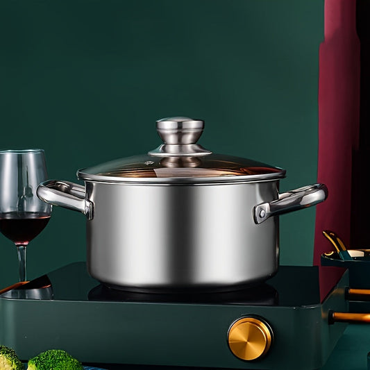 Upgrade your home kitchen with the YumiPLUS Stainless Steel Cookware Set featuring 3 pieces of thick and durable pots and pans. This set is perfect for cooking milk, soup, and frying. Made from high-quality stainless steel, this pot set is designed to