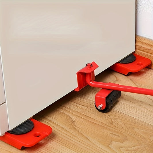 Set of 5 durable furniture lifters with metal moving rollers and rotating pads, ideal for easy sofa and appliance moving.