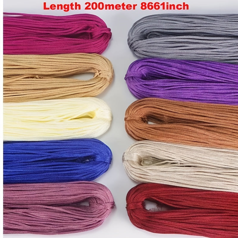 DIY loyihalari uchun nylon ip bilan to'qish: bilakuzuklar, gilamlar, shlyapalar, sumkalar va poyabzallar uchun bo'sh ip. Qo'lda tayyorlangan, yengil vazn, 200g, 3mm.