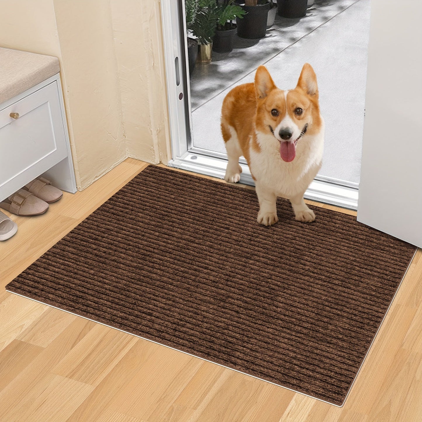 Striped Non-Slip Absorbent Doormat- Stain Resistant, Easy to Clean Entrance Mat for Any Room, Balcony, or Patio | Can Be Cut to Fit Your Space, Safe for Pets