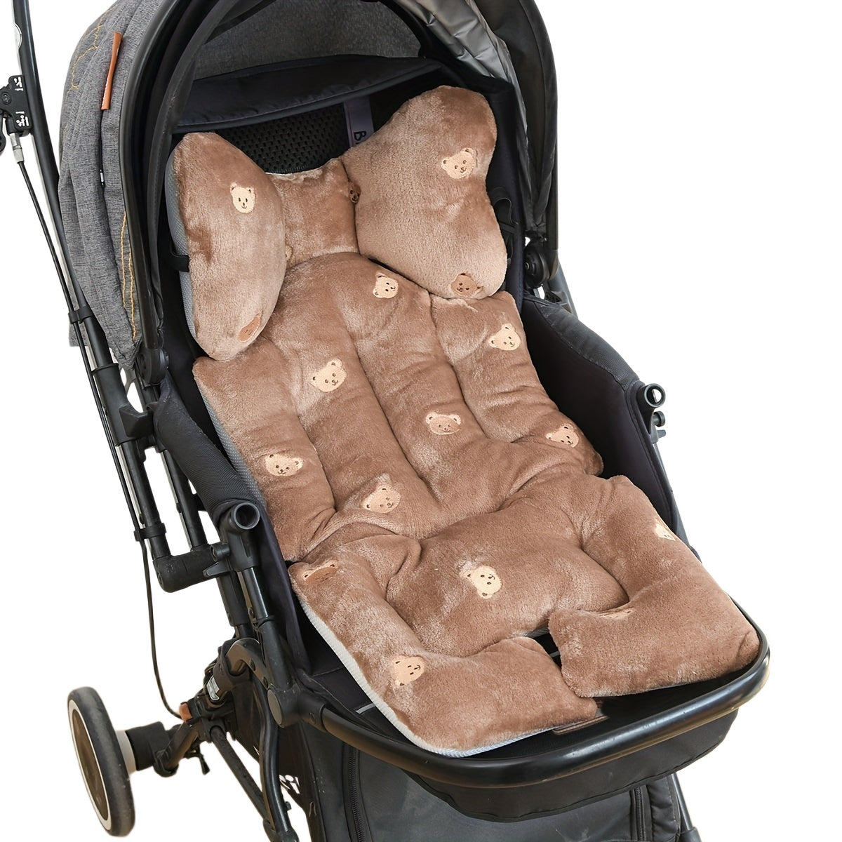 Soft and cozy stroller seat cushion for kids - with embroidery, provides year-round comfort, easily machine washable