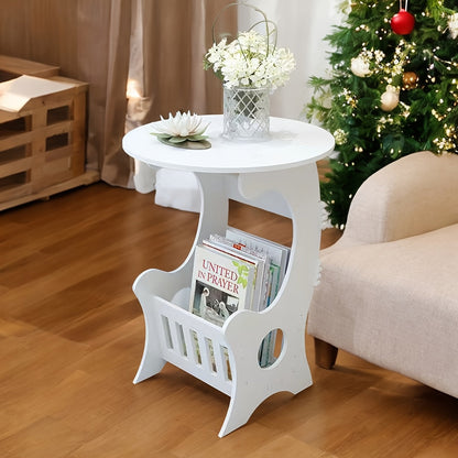 Portable Mini Bedside Cabinet - Compact Round Table in White, Ideal for Travel and Home Use. Perfect for Displaying Jewelry and Packaging, Multi-functional Stand for Crafts and Accessories.