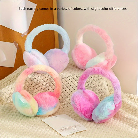 [Trendy Option] Get cozy with these Y2K-inspired colorful faux rabbit fur ear muffs for women! These elastic winter warm ear warmers come in vibrant candy colors and are made of soft plush material for ultimate comfort. The stretch fit ensures a snug and