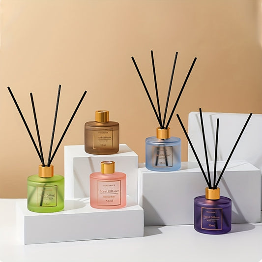 50ml olovsiz reed diffuser tabiiy o'simlik ekstraktlaridan tayyorlangan, uzoq muddatli yumshoq hidga ega, turli muhitlar uchun mos.