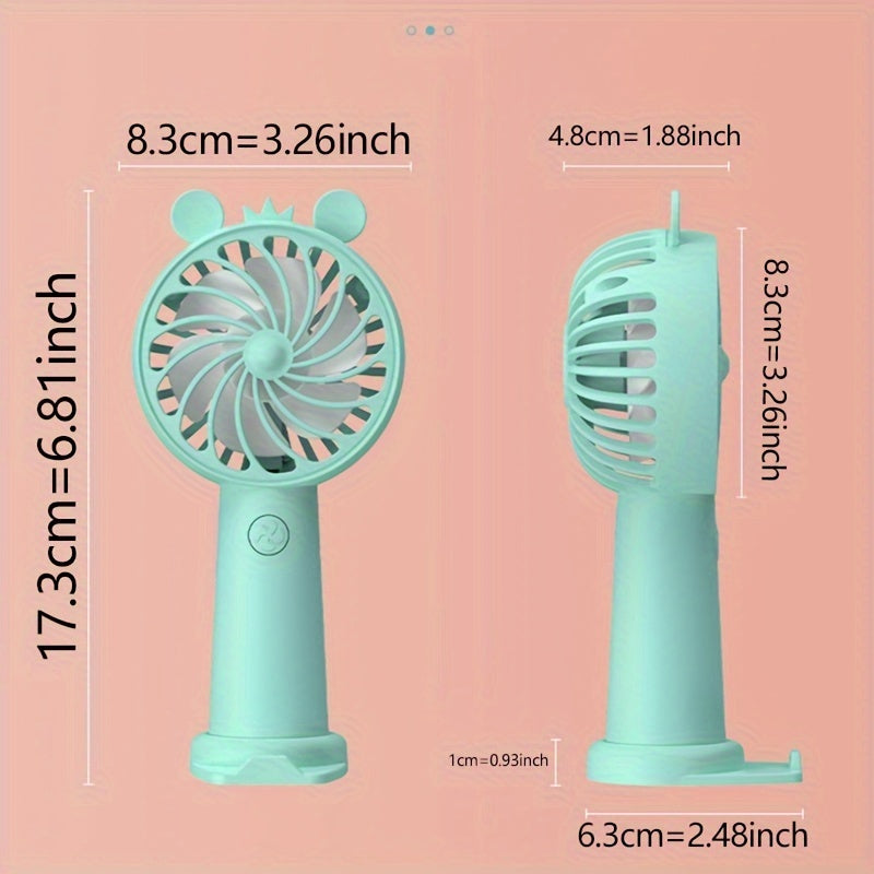 Compact USB Rechargeable Handheld Fan with 3 Speed Settings, Convenient Mobile Stand - Perfect for Home, Work, and On-The-Go