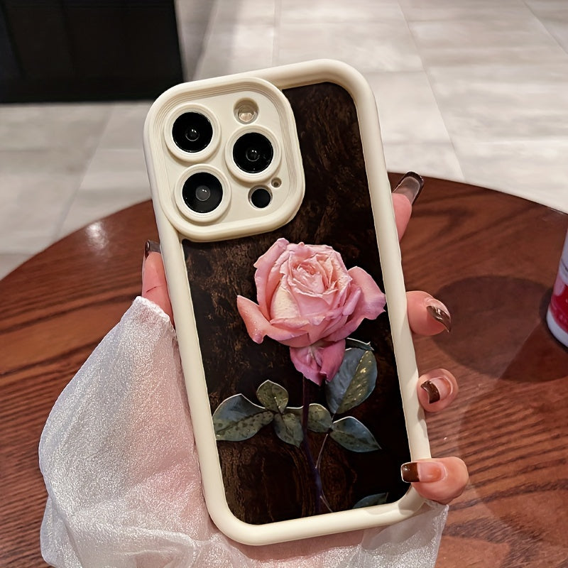 Rose pattern TPU phone case for wide iPhone series - sleek, protective, and aesthetically appealing.