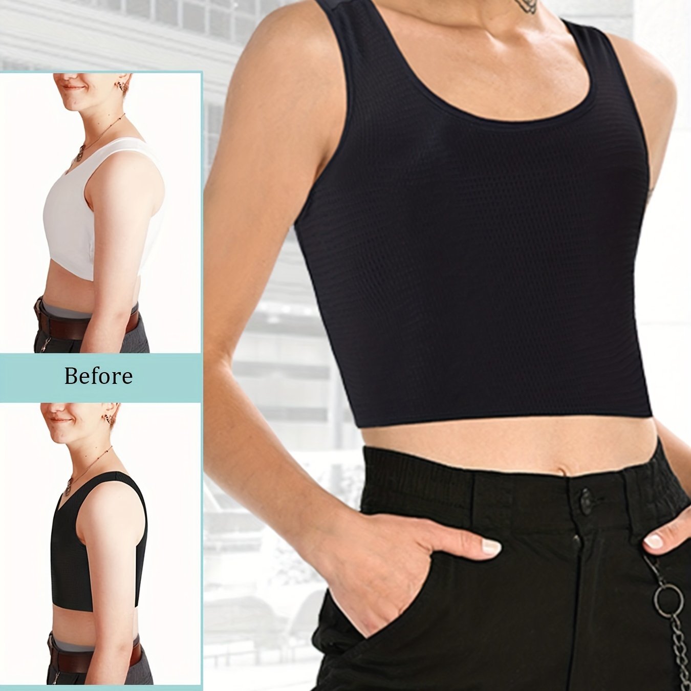 Recovery tank top for women after surgery - Breathable, stretchy nylon & spandex blend, sleeveless vest for faster healing.