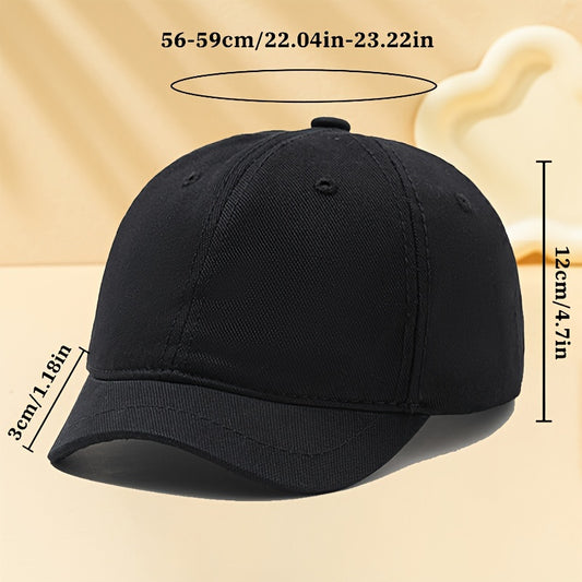 F&S Vintage-Inspired Baseball Cap with Faux Leather Patch - Adjustable and Sun-Protective. Classic European & American Fashion Accessory with Short Brim, Polyester, Woven Fabric.