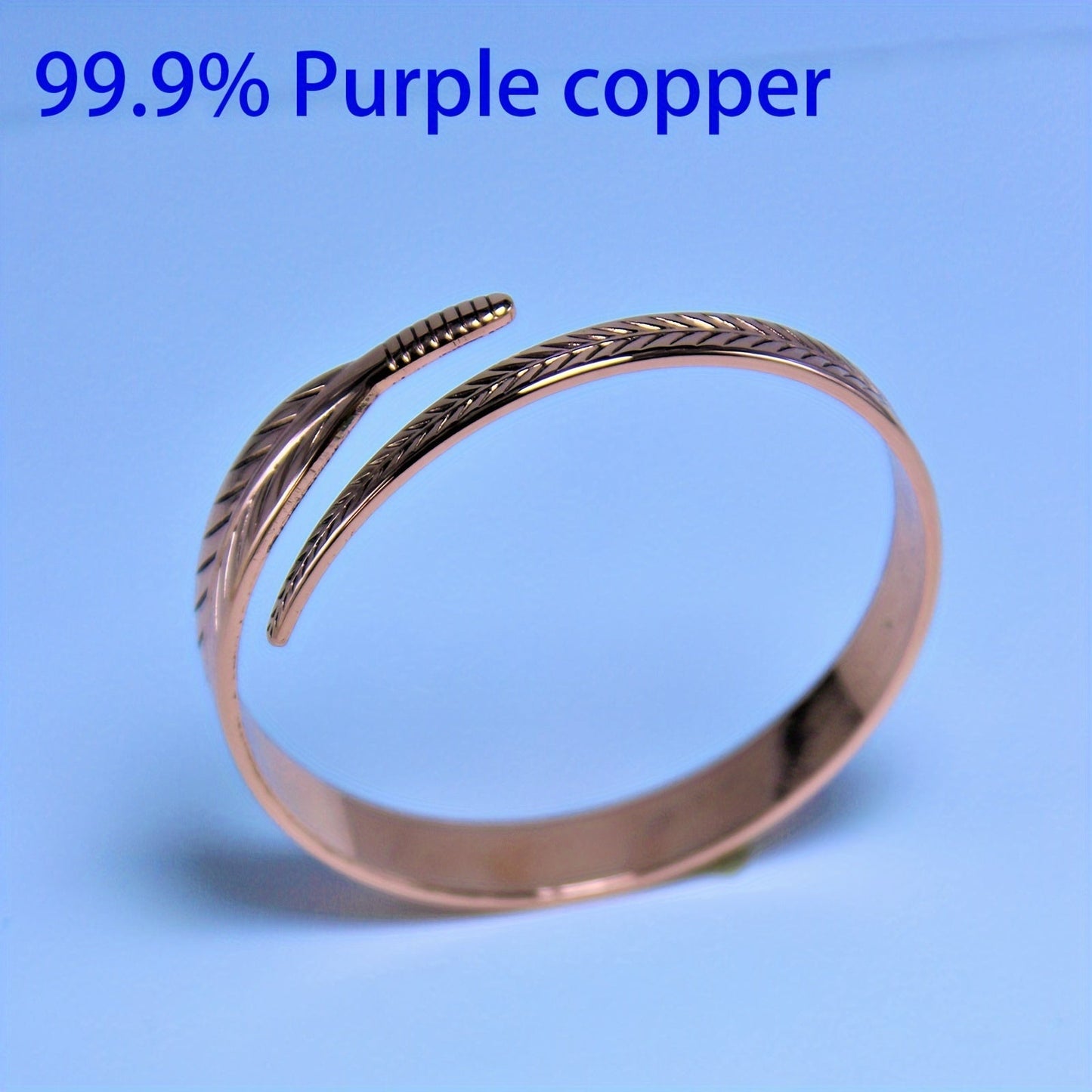 Stylish Copper Bangle adorned with Delicate Feathers, Ideal for Daily Wear and Gift-giving, Versatile for any Occasion