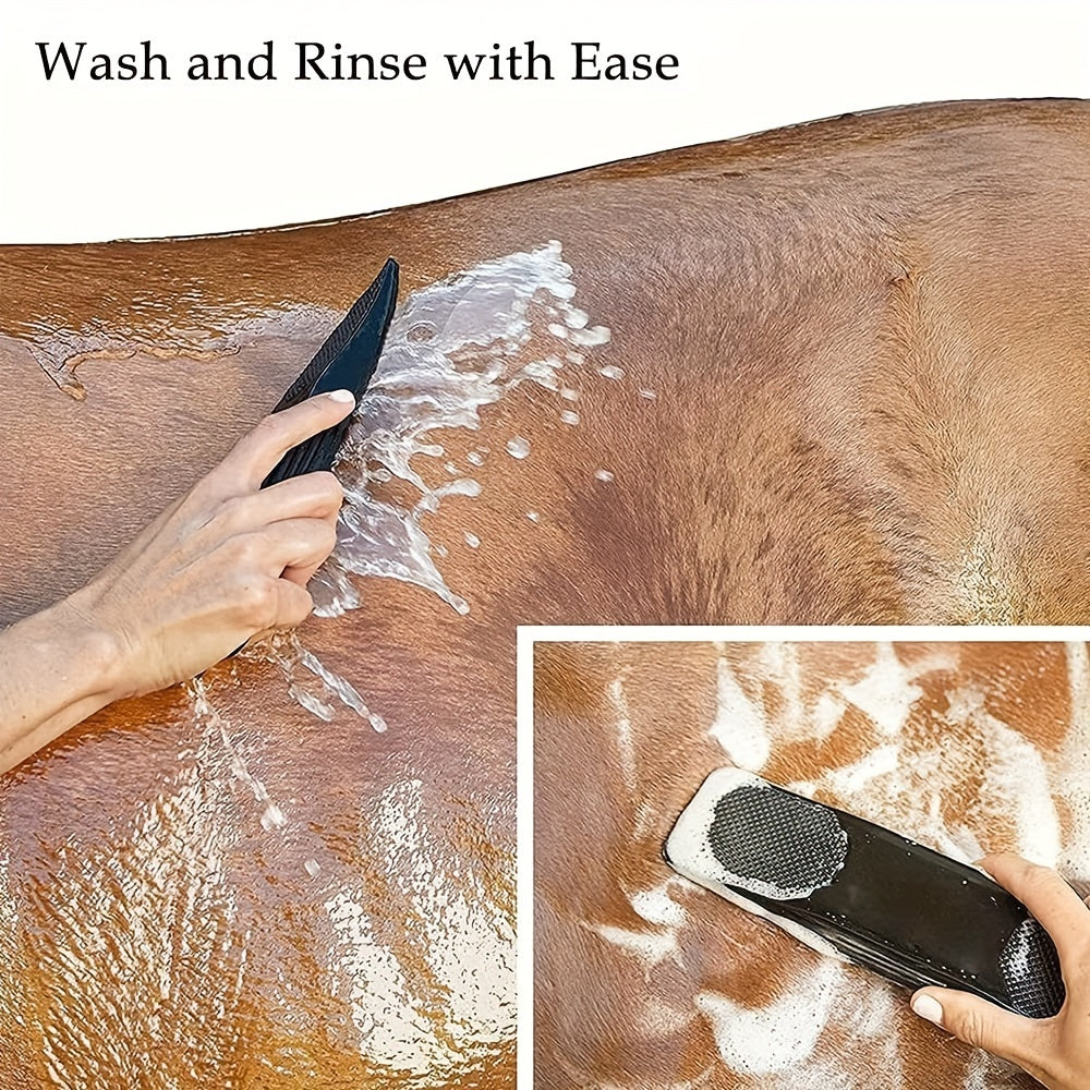 Durable ABS grooming brush for horses and dogs, perfect for shedding and detangling.