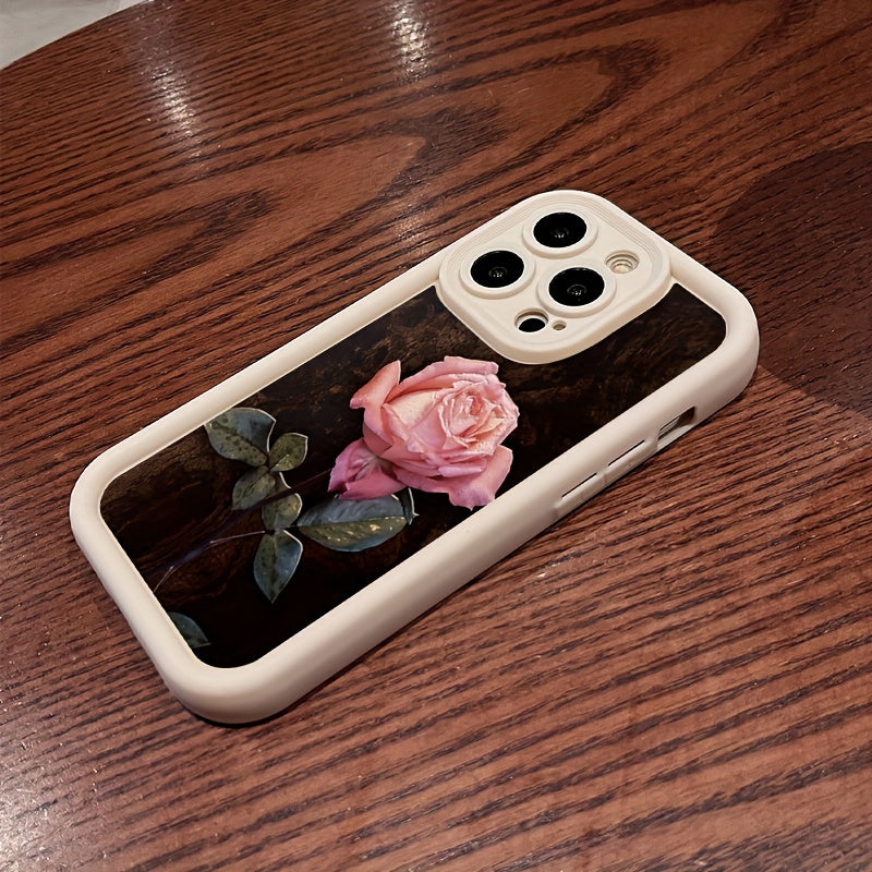 Rose pattern TPU phone case for wide iPhone series - sleek, protective, and aesthetically appealing.