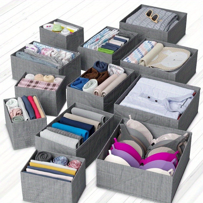 Organize your dresser with ease using this set of 12 white-grey Drawer Organizer Clothes. Perfect for a nursery, bedroom, or closet, this organizer is ideal for storing baby clothes and maintaining general nursery organization. Keep your dresser drawers