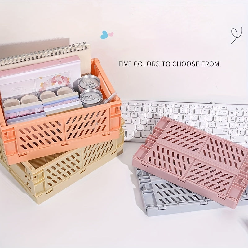 Mini Folding Plastic Storage Box for desktop or home office organization.