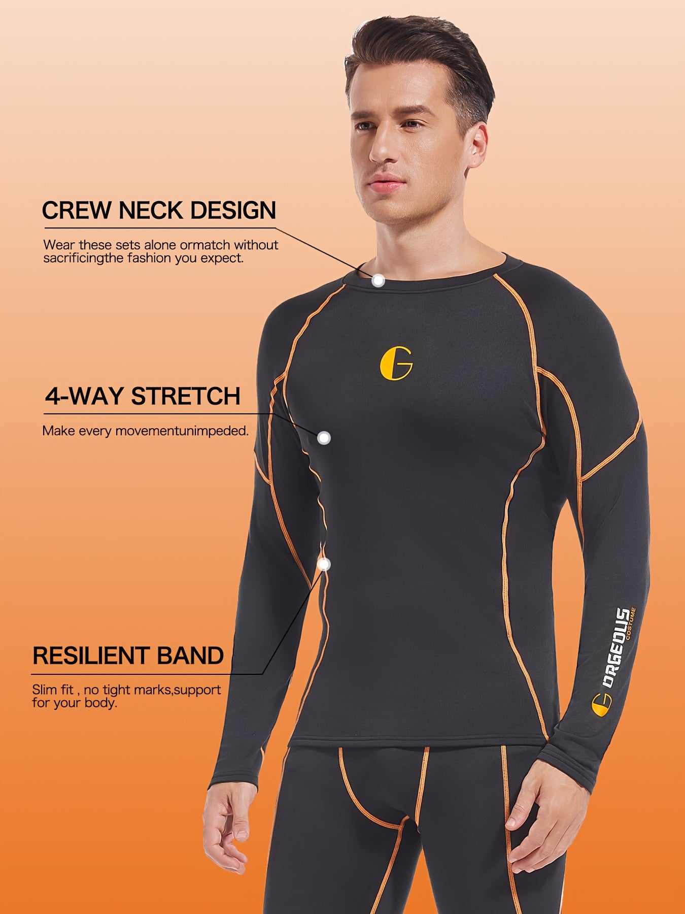 This men's thermal underwear with fleece lining is perfect for winter activities like hunting, skiing, and sports training. It includes a crew neck long sleeve top and long pants as base