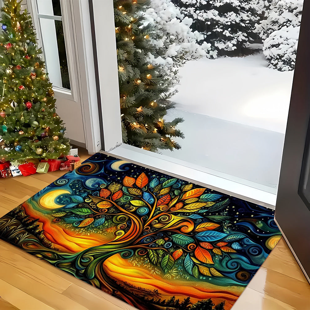 Kitchen Mat with Vibrant Abstract Tree Design - This 1pc mat is waterproof, anti-slip, and super absorbent, made of polyester that is machine washable. Perfect for use in kitchens, corridors, home offices, sinks, laundry rooms, and on kitchen floors.