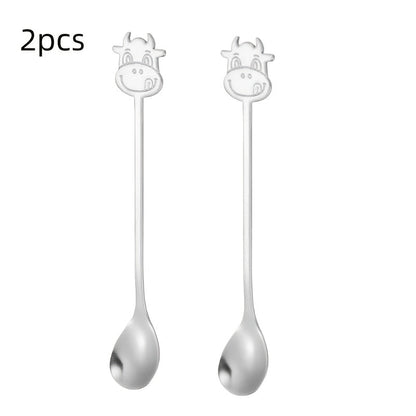 A set of 6 long-handled stainless steel spoons ideal for stirring coffee, iced tea, and ice cream at banquets, restaurants, and cafes.