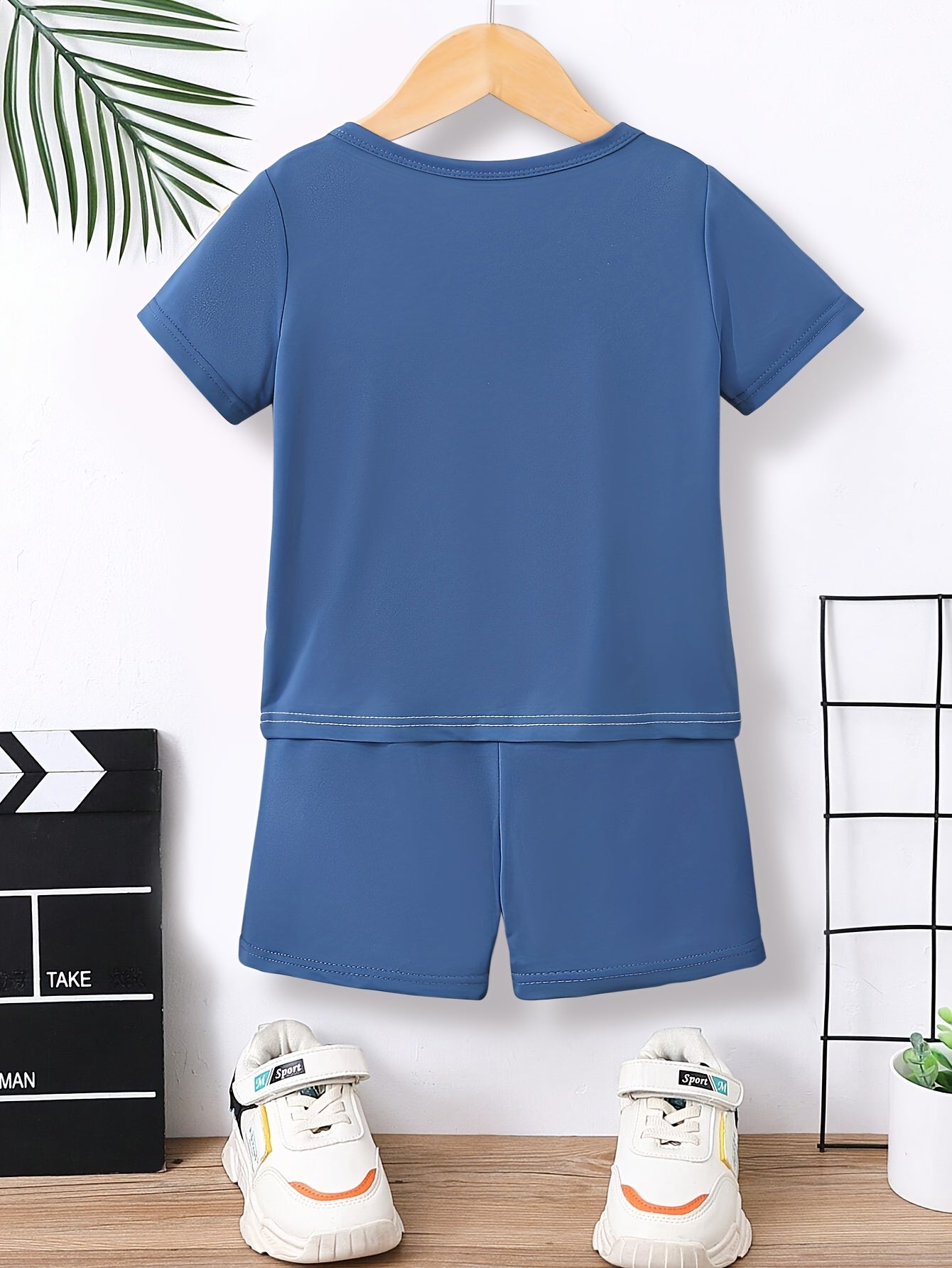 Boys' Summer Casual Outfit Set: Polyester Letter Print T-Shirt & Shorts Combo - Breathable Knit Fabric, Ideal for Outdoor Play