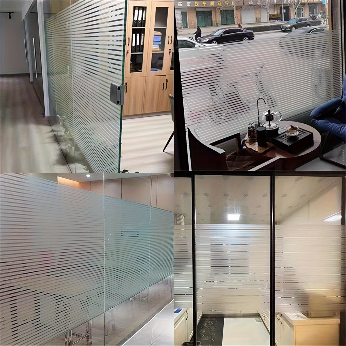 1 Roll of Decorative Striped Static Glass Window Film for Home and Office Decor in the Living Room