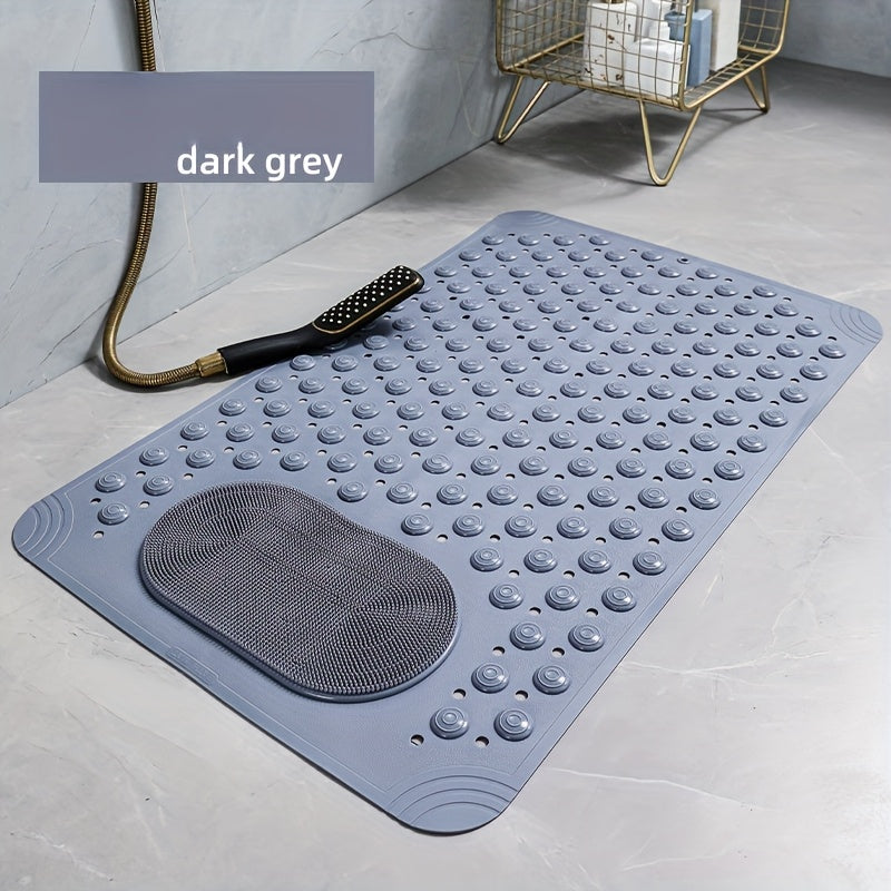 Non-slip light blue PVC bath mat with massage nubs for shower and bathroom safety, dot pattern, 0.8cm thick, 2600g/m²