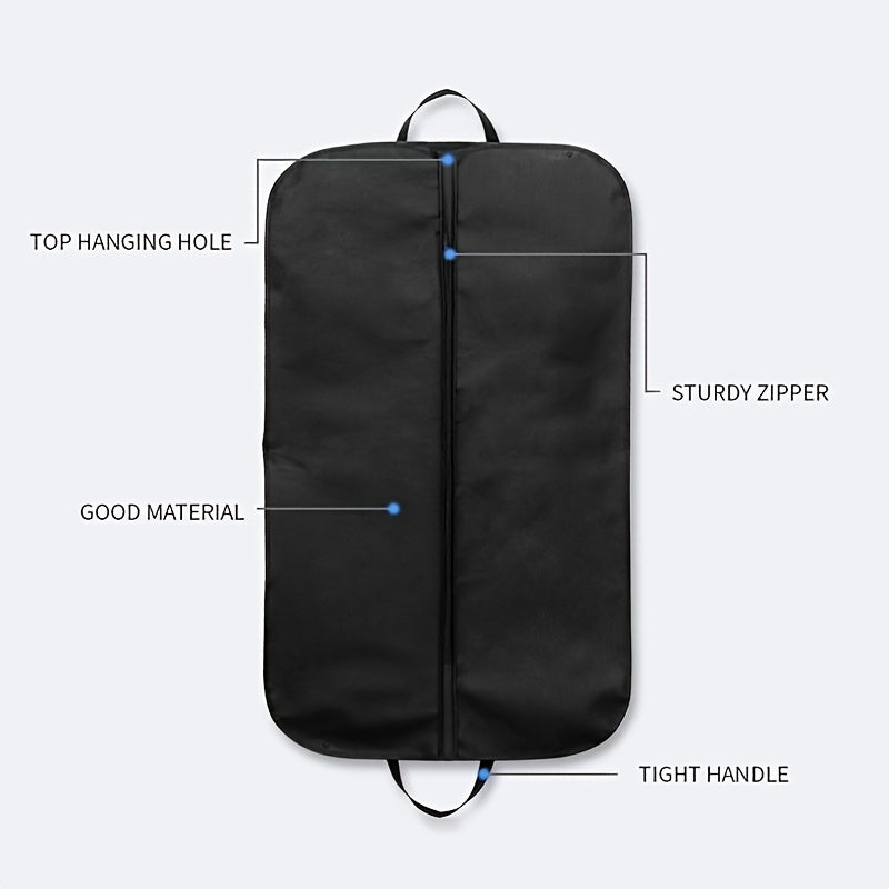 Foldable Black Suit Cover Clothes Bag with Handle, Ideal for Garment Travel Storage in Bedroom, Closet, Wardrobe, Home, or Dorm Room