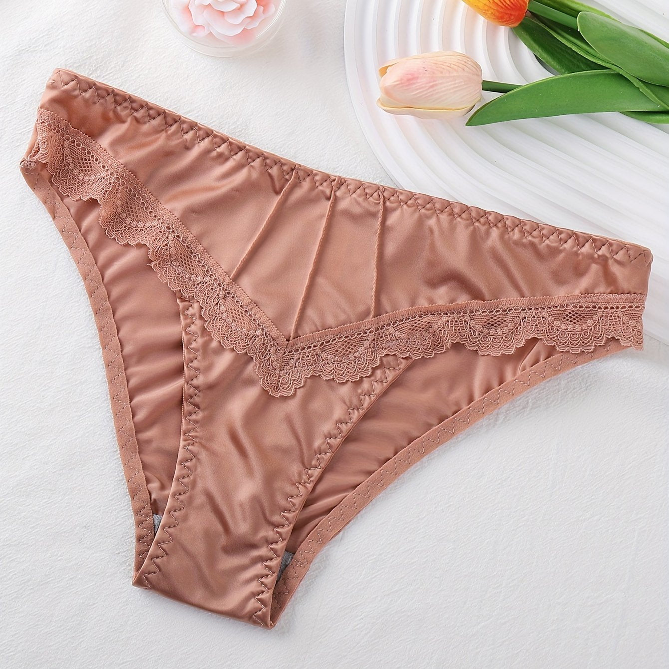 Stylish lace panties with seamless comfort for women's lingerie.