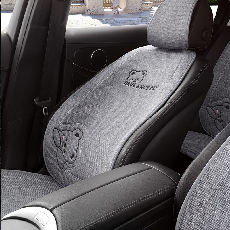 Adorable cartoon car seat pad in four seasons design, providing a simple, non-slip, breathable solution for the back row of your car. The perfect accessory for your car's interior.