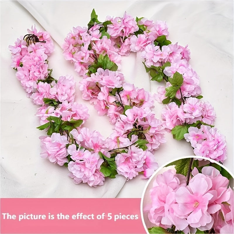 Elegant artificial cherry blossom vine, ideal for home, party, wedding, and garden decor.