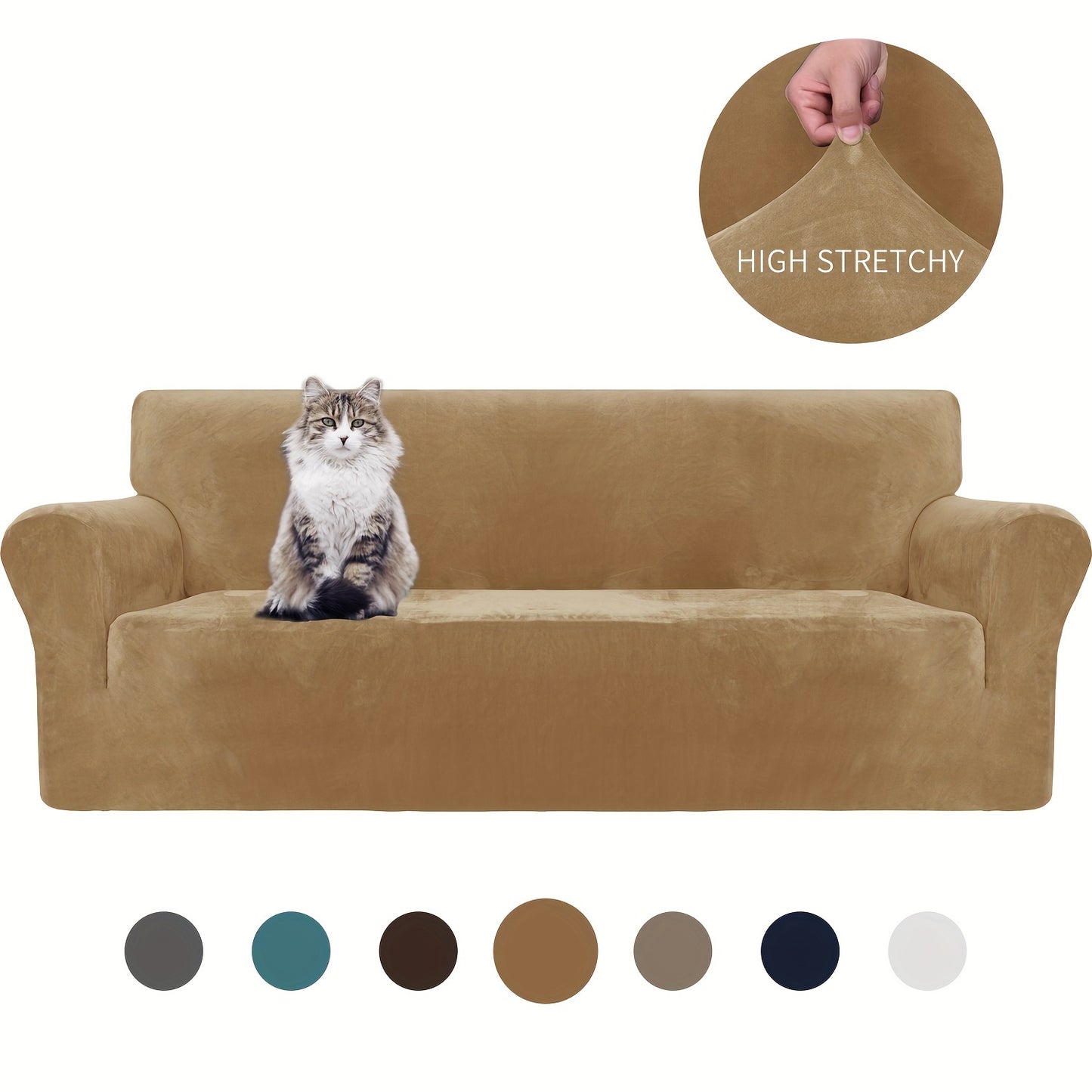 Thickened velvet sofa cover with elastic bottom for all seasons, suitable for pets and provides universal anti-scratch protection for living room home decor.