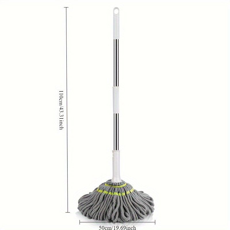 No-hands self-wringing string mop for effortless cleaning - Multi-purpose rotary mop for all rooms and floors, wet or dry usage - Ideal for living areas, bedrooms, bathrooms, kitchens, and various surfaces