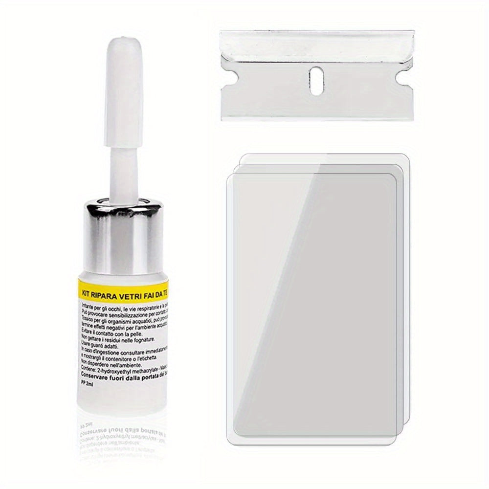 DIY Car Windshield Crack Repair Kit restores glass scratches and cracks with curing glue.