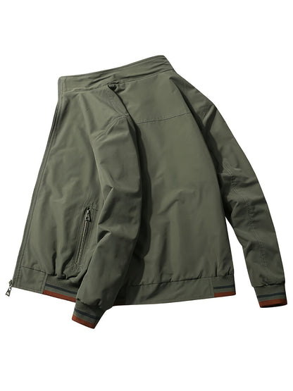 Men's Casual Reversible Sports Jacket made of Polyester, suitable for Spring/Fall season with a Comfortable Loose Fit.