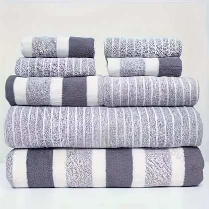 8-piece Coral Fleece Towel Set includes 2 bath towels, 2 hand towels, and 4 washcloths.