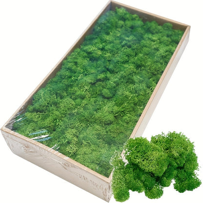 30g vibrant green faux moss grass for home decor, DIY crafts, and holiday decorations. Made of plastic, no container included. Ideal for living room walls and garden accents.