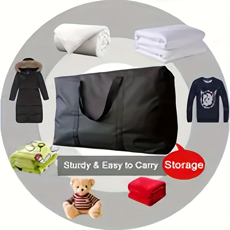 Two sets of four extra large moving bags equipped with strong zippers and carrying handles. These storage bags are ideal for clothes, moving supplies, and can help save space in your bedroom, home, closet, or wardrobe. Perfect for organizing your