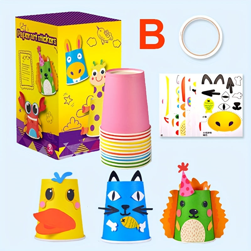 Educational art and craft set with stickers for ages 3-6, enhances fine motor skills, perfect gift for boys and girls.