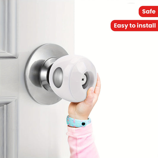 Protective Child Safety Door Handle Covers - Durable, Easy to Remove and Double-Lock Design for Extra Security - Reusable and Tool-Free Installation (White) - Perfect Halloween and Thanksgiving Gifts for Kids