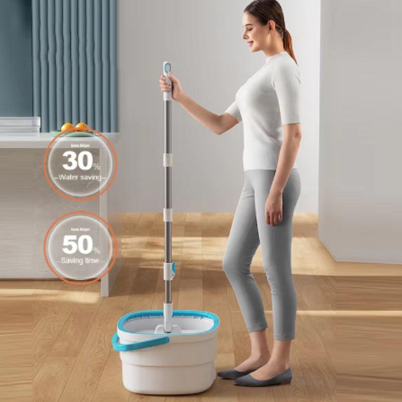 Get your hands on the convenient 1 Set Spin Mop and Bucket. This set includes 4 cloths and is designed for hands-free washing. Perfect for wet and dry floor cleaning in your home, kitchen, and bathroom. Made from durable plastic material, this mop