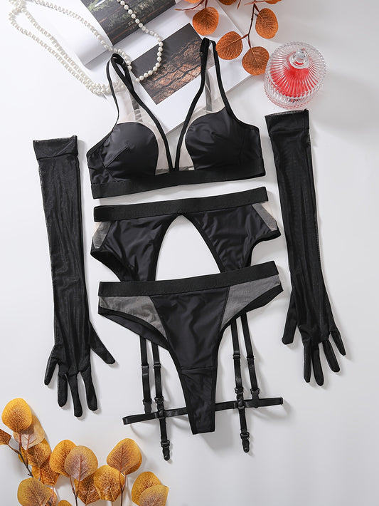 Premium 2024 Hot Selling Mesh Patchwork Sexy Gloves Set