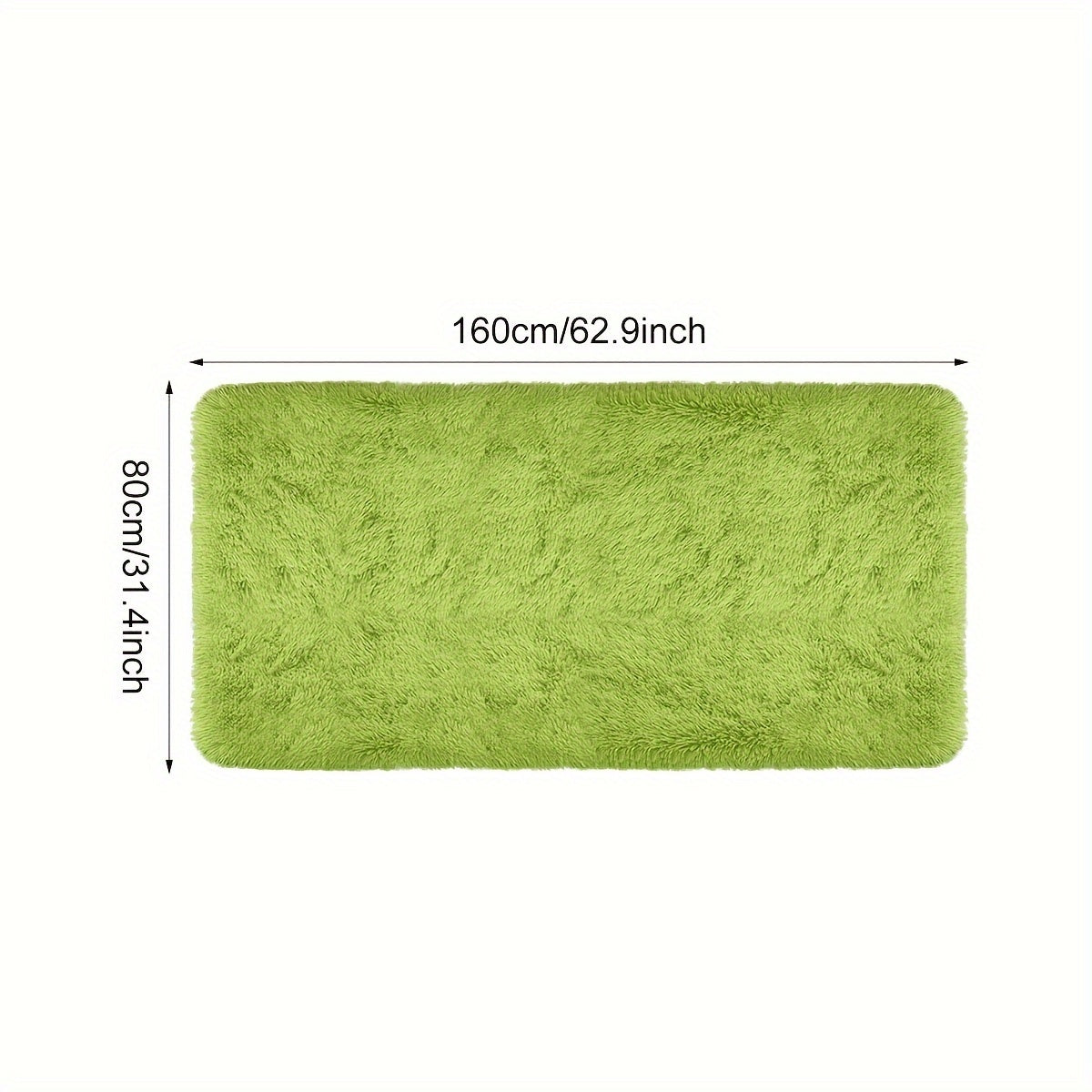 Soft green plush rectangular carpet with ultra-soft texture - plush, resistant to stains, and non-slip for bedroom, living room, and home decor purposes.