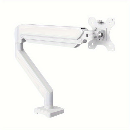 Adjustable gas spring monitor arm stand for up to 81.28 cm screens, with clamp/grommet base for ergonomic support.