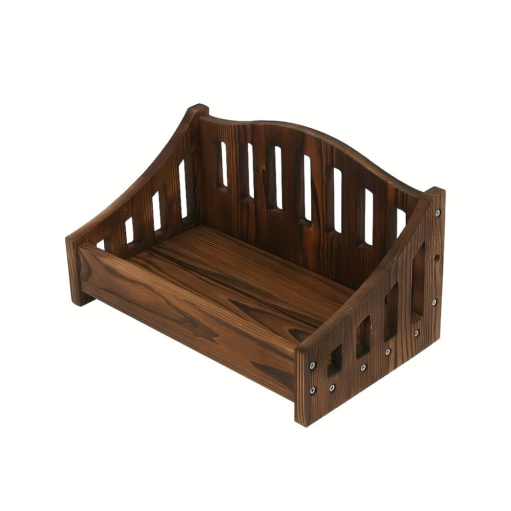 Newborn photography props including wooden bed and crib, introduced as new products in international trade.