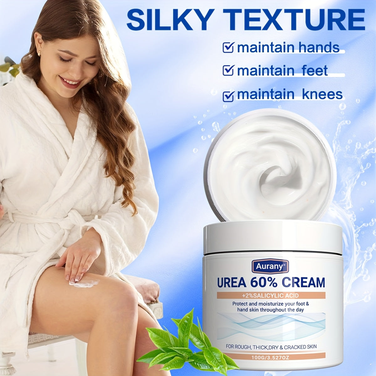 Urea Cream with Salicylic Acid for dry skin, moisturizes feet, knees, and elbows - 100G