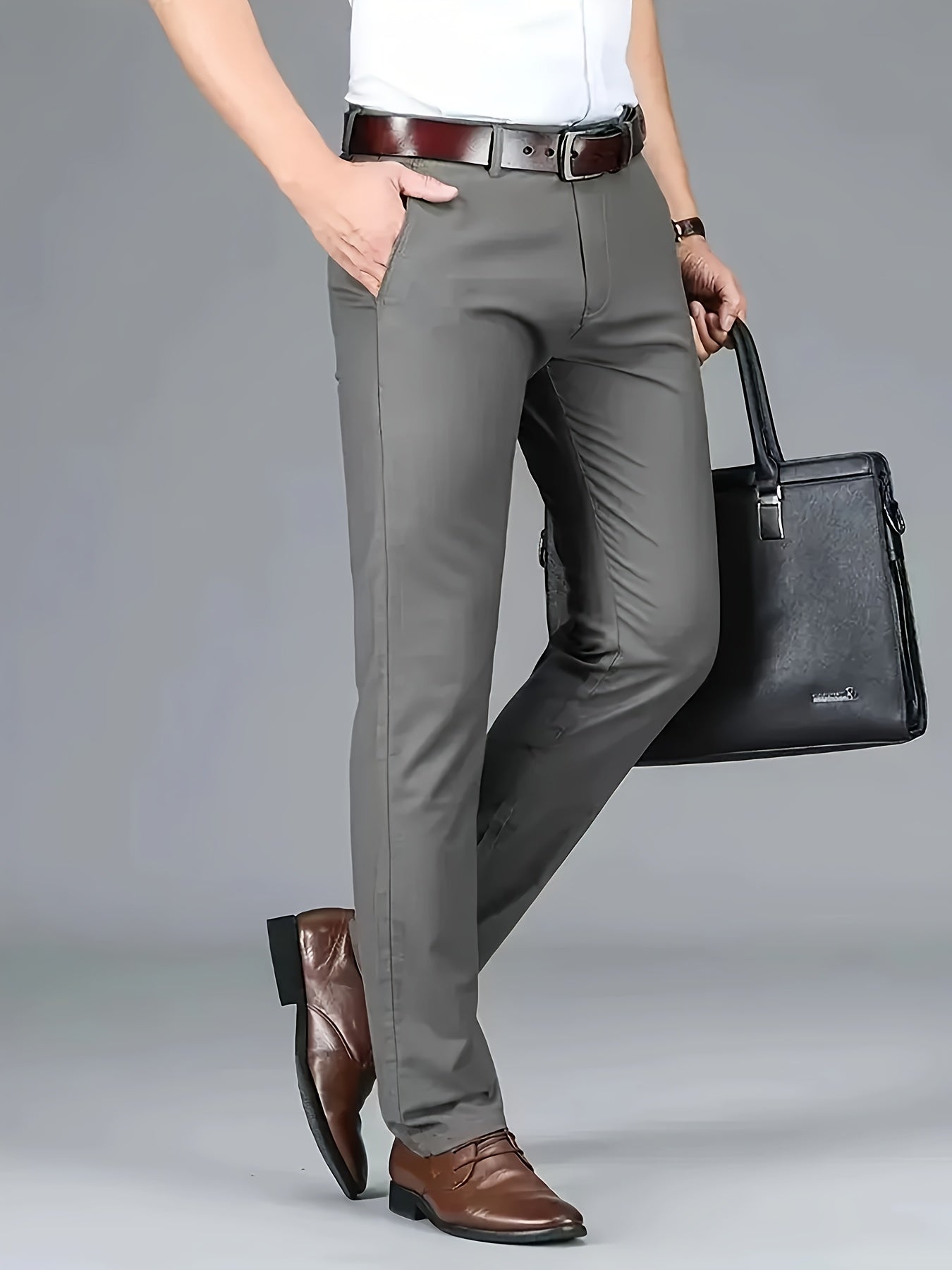 New casual formal pants for men, suitable for all seasons. Business style with trendy long trousers, fashionable and versatile elastic dress pants with a comfortable classic design for