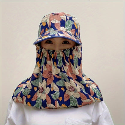 Polyester woven sun hat with eaves shawl for spring and summer with breathable design, machine washable.