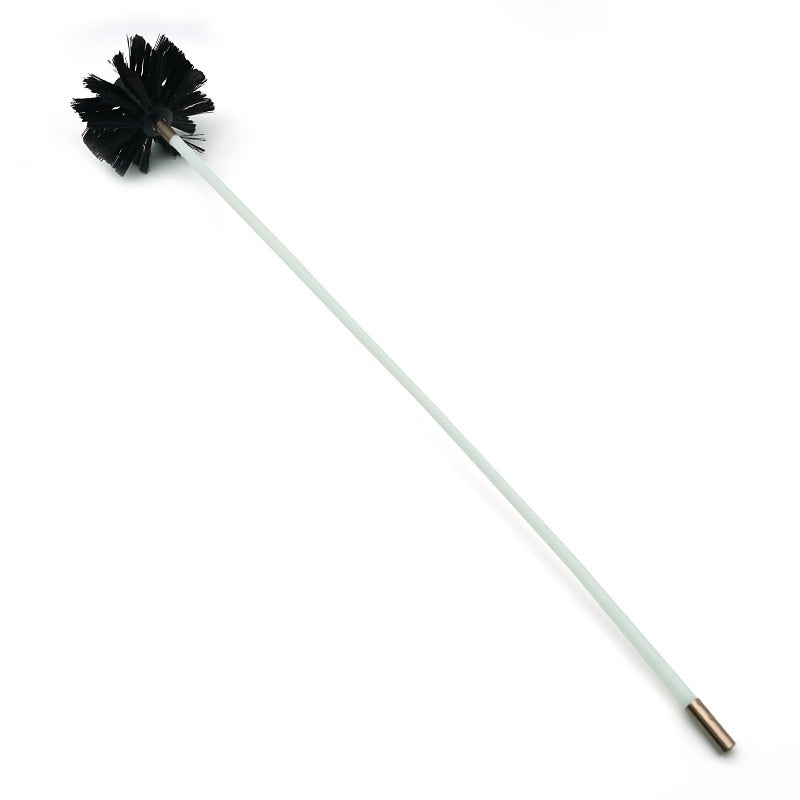 Chimney Brush Set includes 9 durable pieces, featuring an extended reach of 243.84cm and a 4-inch brush head. This reusable metal vent cleaning kit is equipped with soft nylon bristles and a wooden handle for corner cleaning. Also includes a drill