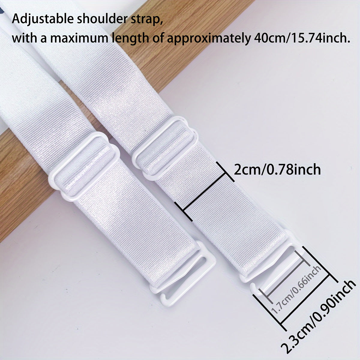 3 pairs of plain non-slip, adjustable shoulder straps for women's lingerie and underwear.