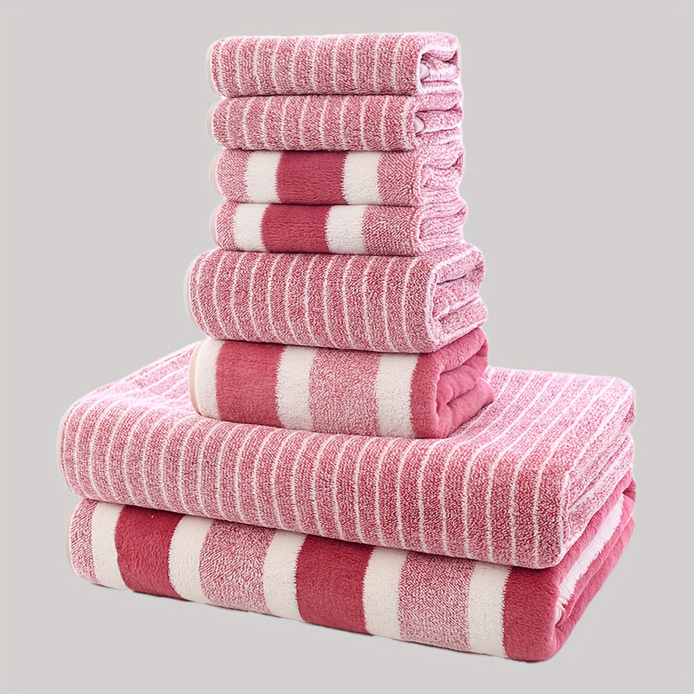 A set of 8 towels, including 2 hand towels, 2 bath towels, and 4 face towels, designed for business environments like spas, foot therapy, steam baths, and hotels. These ultra-soft, thick