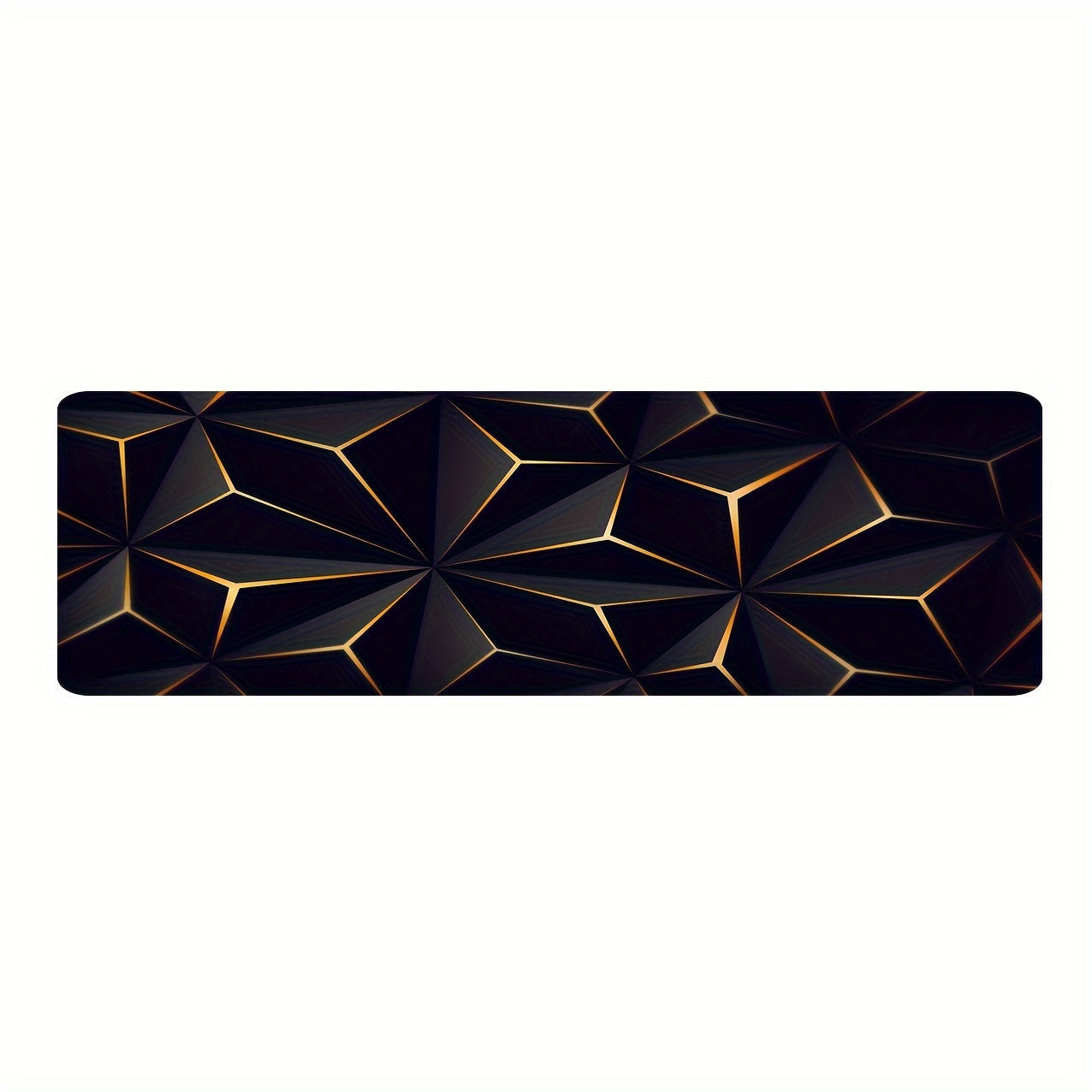 Stylish Black and Gold Geometric Area Rug - Contemporary, Easy-to-Clean Flannel Plush Carpet for Living Room, Bedroom, Entryway - Slip-Resistant, Absorbent Floor Rug